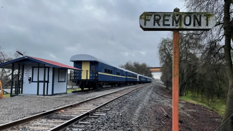 Fremont train station and passenger cars