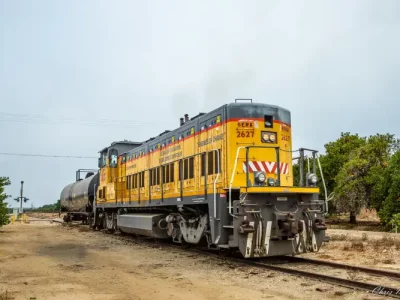 Modern genset diesel locomotive with tank car